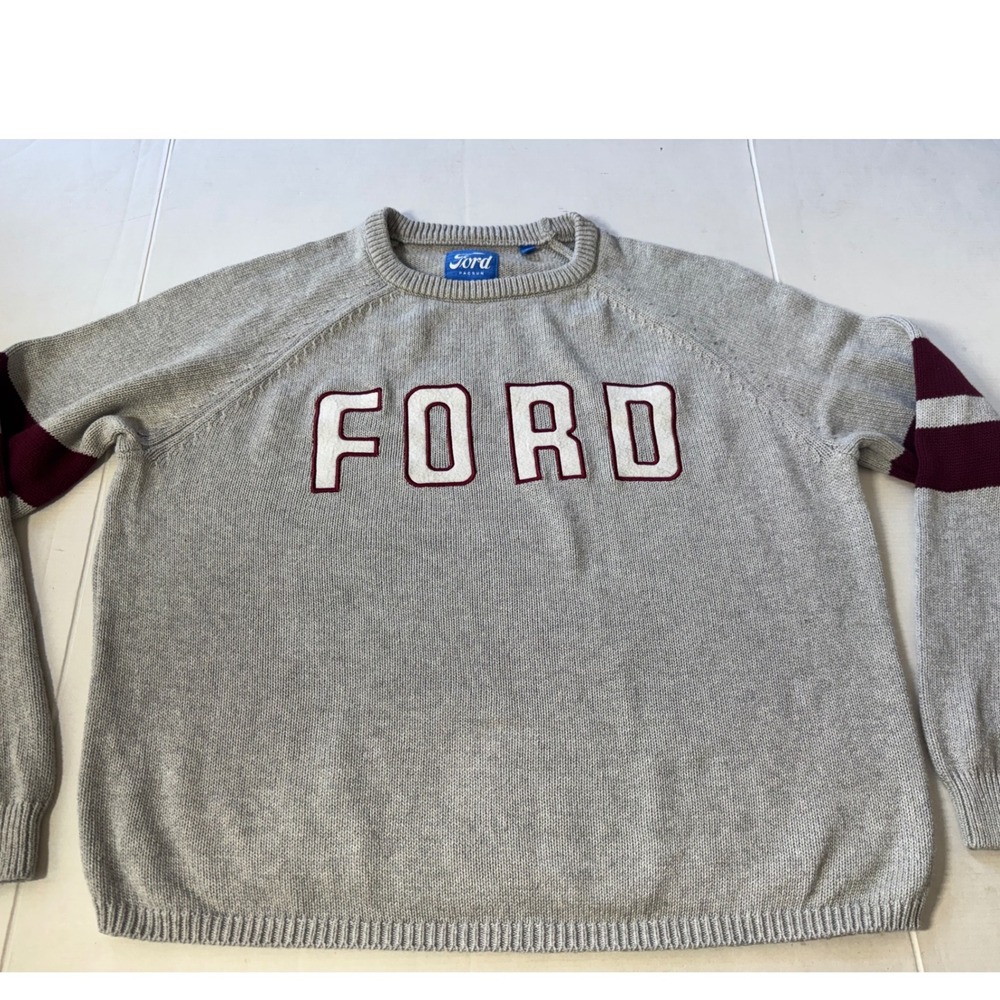 PacSun‎ Ford Motor Company Heather Gray Knit Sweater Mens Medium Pullover Raglan